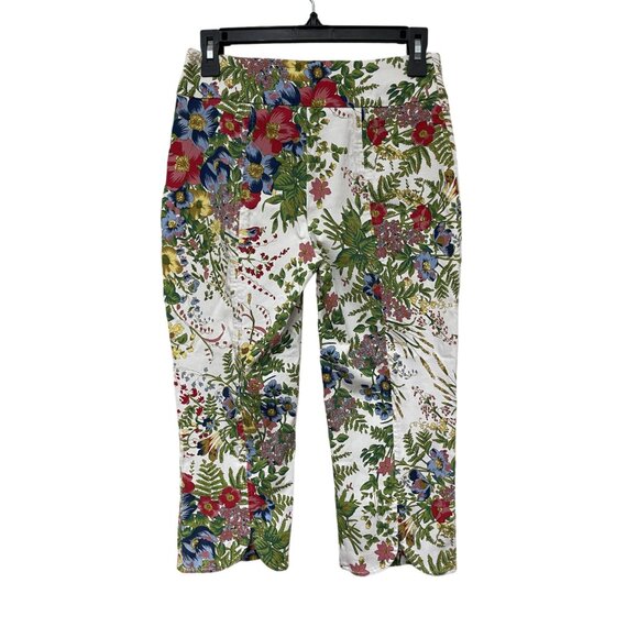 Joseph Ribkoff Floral Capri/Crop pants Size 6 Split hem accent Stretch Comfort - Picture 2 of 8